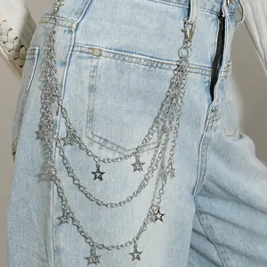 Star trouser chain denim rock chain waist chain multi-layer five-pointed star trouser chain ladies daily wear gift