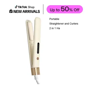 2 in 1 Flat Iron and Curling Iron, 1 Inch Professional Travel Flat Iron, Portable Straightener and Curlers with 10s Heat Up,Hair Straightening Ionic Fast Heating Hair Tools,