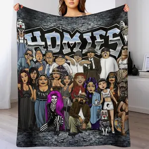 Lil Homies 90s Chicana Flannel Blanket Soft Warm Plush Throw Cozy Bedding for Sofa Bed Home Travel Gift Decoration