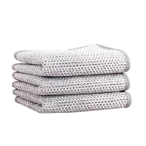 wired  ish  rags  Double-layer thickened dishwashing cloth, special grid for dishwashing, encrypted brush pot, kitchen stove cleaning and decontamination instead of steel balls
