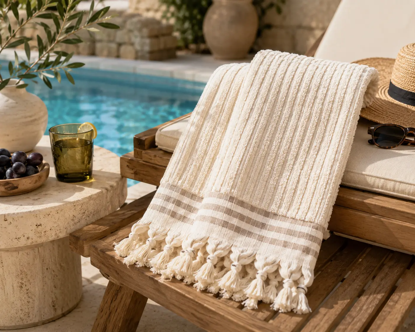 Handwoven Premium Cotton Towels Biege- Spa Style