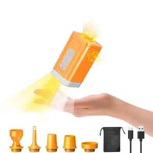 Portable Mini Air Pump for Inflatables,5kPa Ultra Powerful Electric Tiny Pump,2400mAh Rechargeable Air Pump with Camping Light&6 Nozzles for Pool Floats,Air Mattress,Vacuum Storage Bags,Camping Gear