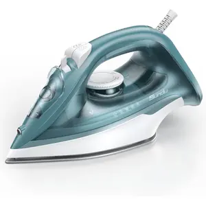Home Use 1500W Powerful Clothes Steamer - 3-Way Auto Shut-Off, Ceramic-Coated Soleplate, Burst Steam, Drip Stop, Anti-Scale, Self-Cleaning, Light Green (Ideal for Women's Blouses & Shirts Care)