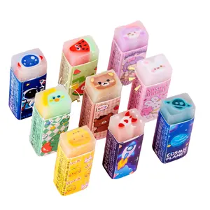 10pcs/Cartoon Eraser Sandwich Animal, Rocket, Planet, Fruit, Girl, Dinosaur, Astronaut Campus School Student Cute Creative Stationery Supplies Pastel Eraser Set - Suitable for Holiday Parties, Christmas Prizes, Gifts, Stationery Gifts (Random Styles)