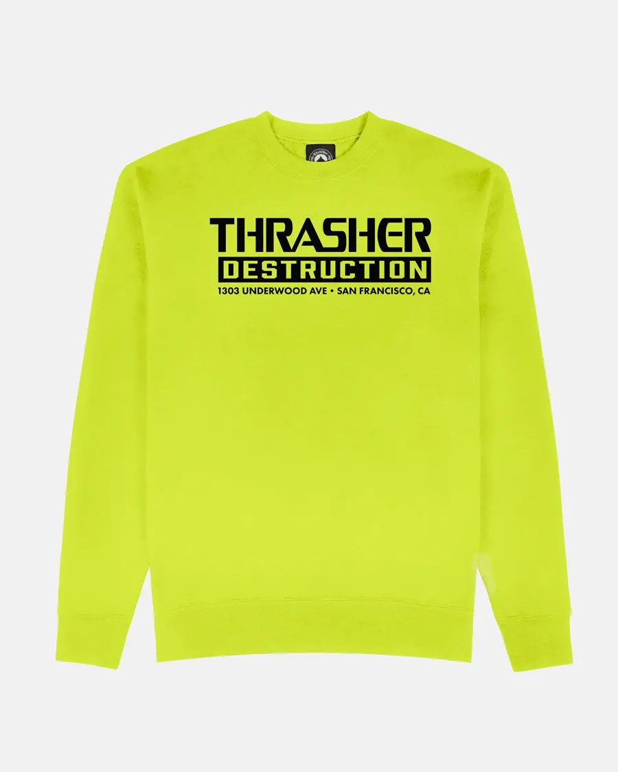 DESTRUCTION CREWNECK - SAFETY GREEN