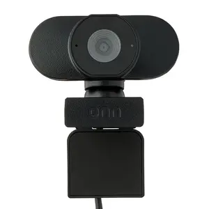 onn. 1440P Webcam with Autofocus and Built-in Microphone, Adjustable,Black