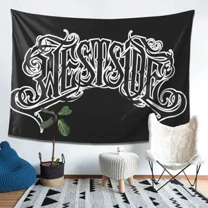 [jit] Stylish and durable flannel tapestry with Westside art logo - fashionable wall decoration, suitable for dorms, bedrooms, and living rooms, creative and trendy design, perfect gift or hanging decoration for any occasion