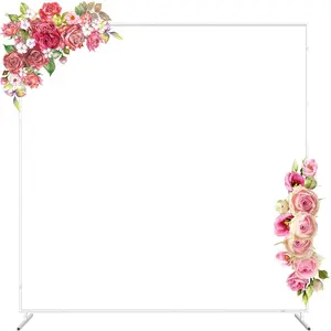 6.6x6.6FT Wedding Arch, Square Backdrop Stand, Metal Balloon Arch Stand, Garden Flower Stand for Birthday Party, Christmas Halloween Decoration, Wedding, Balloon Flower Stand, White Banners Ornaments