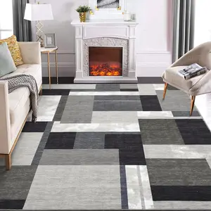 【GARVEE】Area Rug 8x10 Washable Rugs for Living Room Modern Boxes Print Rug Contemporary Geometric Color-Blocked Floor Carpet Non-Slip Low Pile Accent Rug for Bedroom Office Nursery Playroom Brown