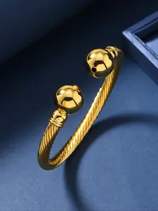Copper Rope Texture Open Ball Bracelet for Women, Elegant Bangle, Retro Gilded Ring, Lightweight and Comfortable Design, Perfect Accessory for Daily Wear and Multiple Occasions