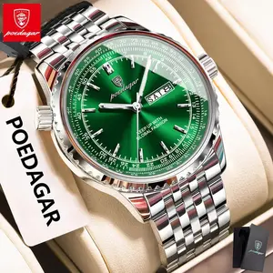 Poedagar Square Men's Stainless Steel Quartz Watch Luxury Men's Accessories Waterproof Night Light High Quality