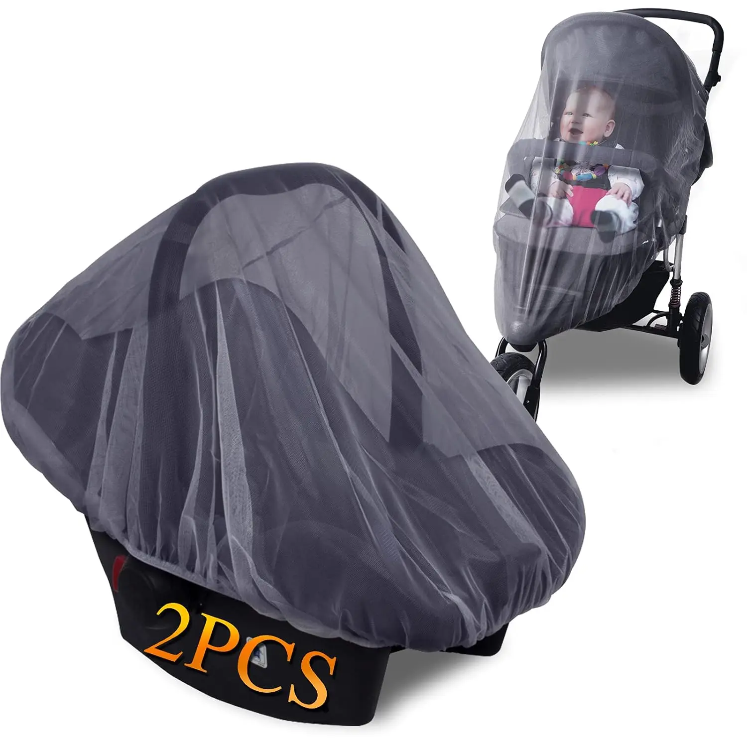 Mosquito Net for  - Grey Sun Shade Protection   Mosquito Net and  Seat - 2Pack Portable  Net (Grey)