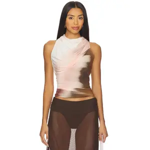 Helmut Lang Sleeveless Wind Top in Pink Multi