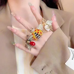 Adjustable Beetle Ring, Vintage Retro Style with Sparkling CZ Crystals, Stackable Fashion Jewelry. Perfect for layering, daily wear and holiday occasions, great stocking stuffers.