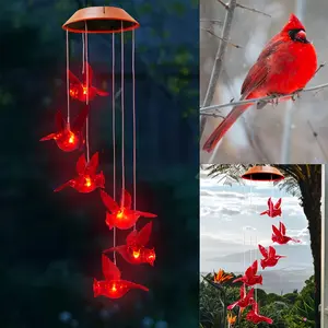 Red Cardinal Bird Wind Chimes, Outdoor Hummingbird Wind Chimes, Garden Patio Decor, Perfect Gift for Mom, Grandma, and Wife, Wind Chimes for Outside.