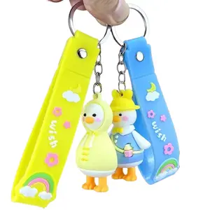Cute Duck Keychain with Hat – Kawaii Cartoon Animal Keychain Strap | Soft Silicone Duck Bag Charm | Cute Gift Accessory for Keys, Backpack & Phone | FREE GIFT – Not for Sale