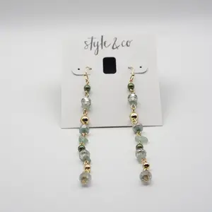 Style & Co Green Mixed Bead Linear Drop Earrings