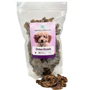 Natural Pets Life Chicken Gizzards Dog Treat - Single Ingredient, Made in USA, Low in Fat, Supports Dental Health, Suitable for All Ages