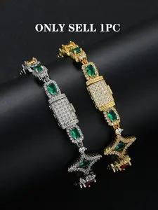 1PC ICED CHICS colored star square zircon bracelet, Copper Chain Bracelet, street hip-hop jewelry accessory, casual style, suitable for both men and women, enhancing your temperament, High Quality Bracelet