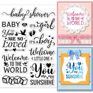 New Born Text Clear Stamps Blessings Words Decorative Silicone Clear Stamp Seals for DIY Scrapbooking Journals Cards Making Photo Album DIY Craft