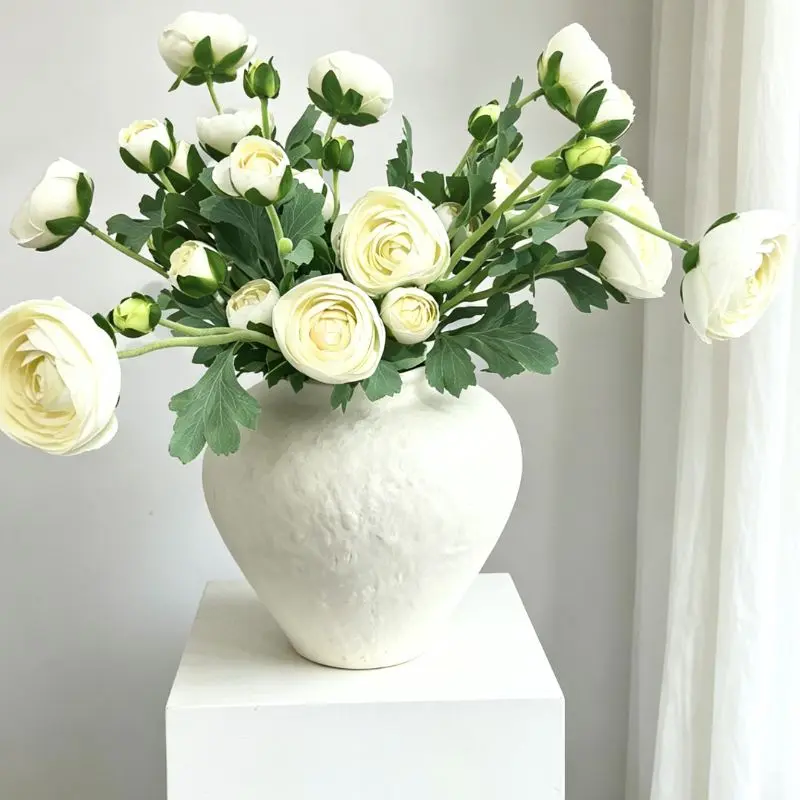 Anniversary decoration gift,  artificial flowers,fake flowers, 3peony roses decorative artificial flowers, living room decoration, wedding decorations, bridal bouquet,fruit,plants,ornaments Realistic Long Stem