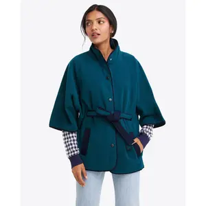 Belted Fleece Jacket in Teal