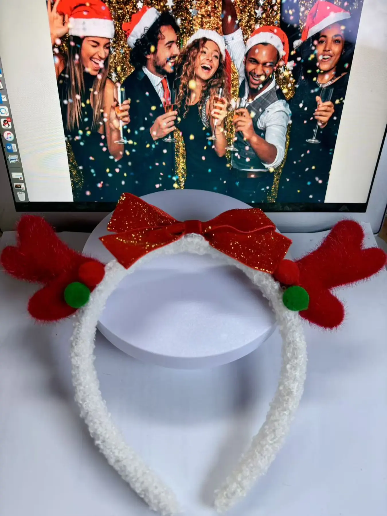 1Count cute plush reindeer Santa Bear headband, Hair Band adorable cosplay accessories, perfect for party role-playing, birthday gifts, Halloween and Christmas decorations