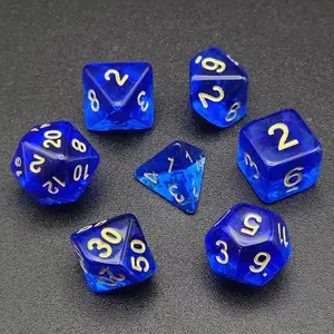 7-Piece Blue Acrylic Polyhedral Dice Set, D&d Role-Playing Game Accessories, Fun Halloween & Christmas Gift Idea, Unique Party Supplies