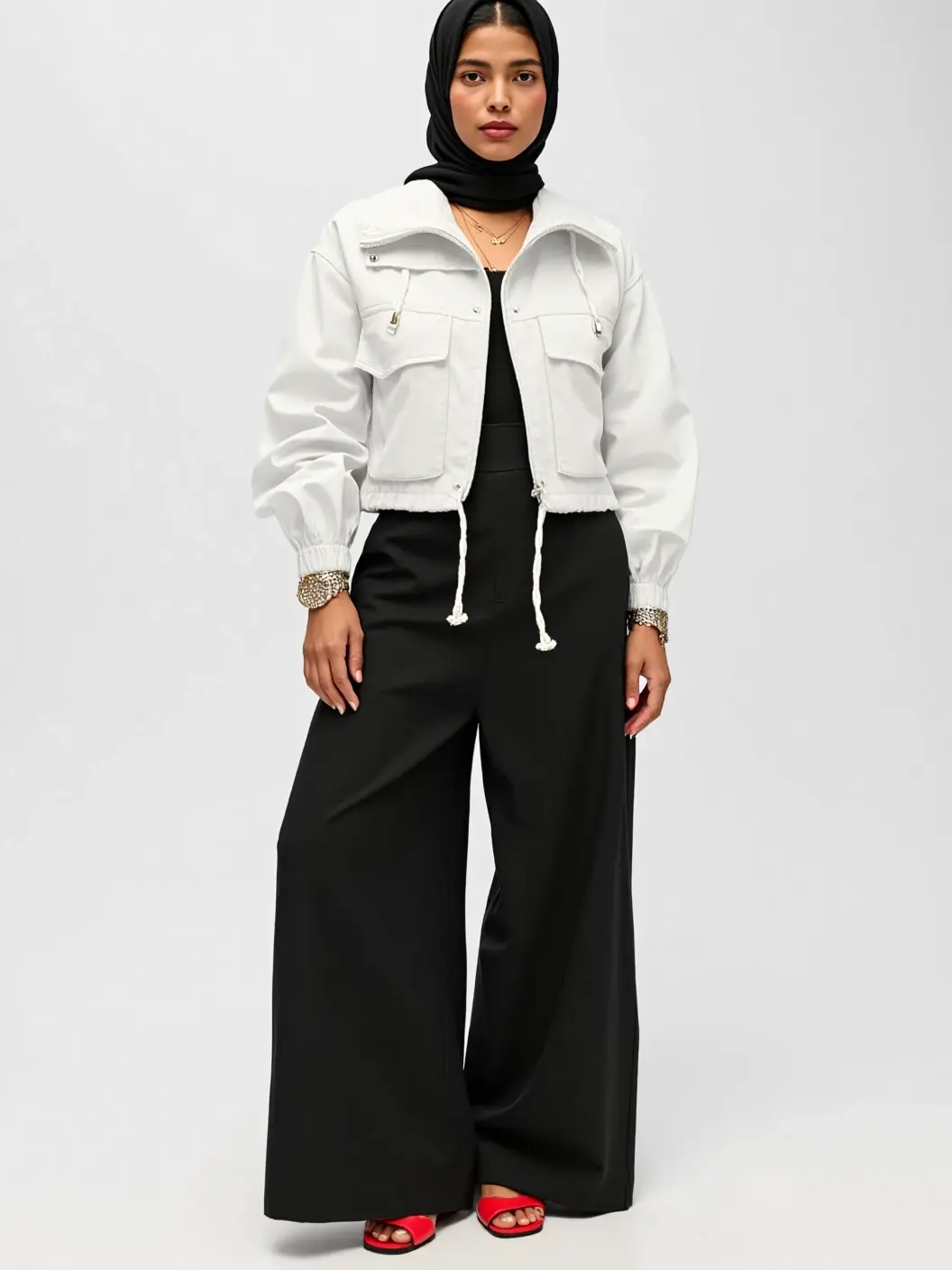 Women's Plain Zipper Short Jacket, Lightweight Casual Fitted Coat with Pockets, Fashion Long Sleeve Spring & Fall Outerwear, Chic