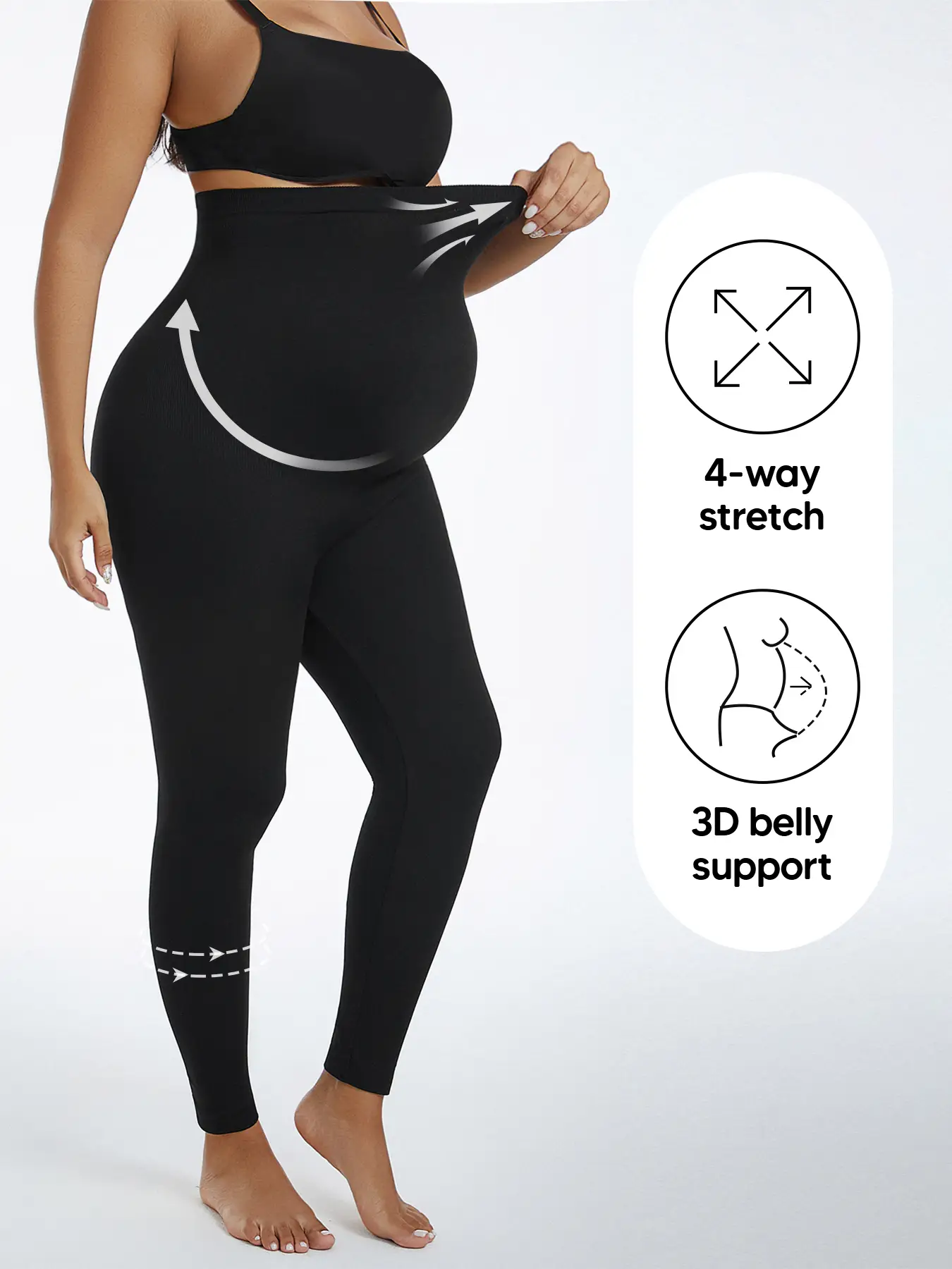 Maternity Leggings Over Belly Support – High Waist Seamless Pregnancy Pants, Stretchy Tummy Control Yoga Tights for Women, Maternity Clothing, Pregnan