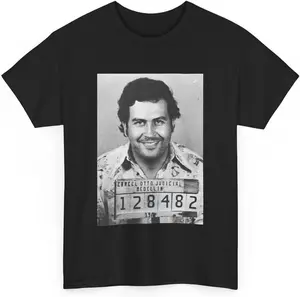 Pablo Escobar Mugshot El Chapo T-Shirt – Retro Narco Fashion Outfit for Men and Women, Vintage Mexican Streetwear Unisex Shirt, Full Size, Full Color.