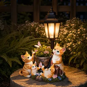 Pet lovers, tabby cat, multi-functional universal, solar, street light, internet-famous style, outdoor, garden, bird feeding