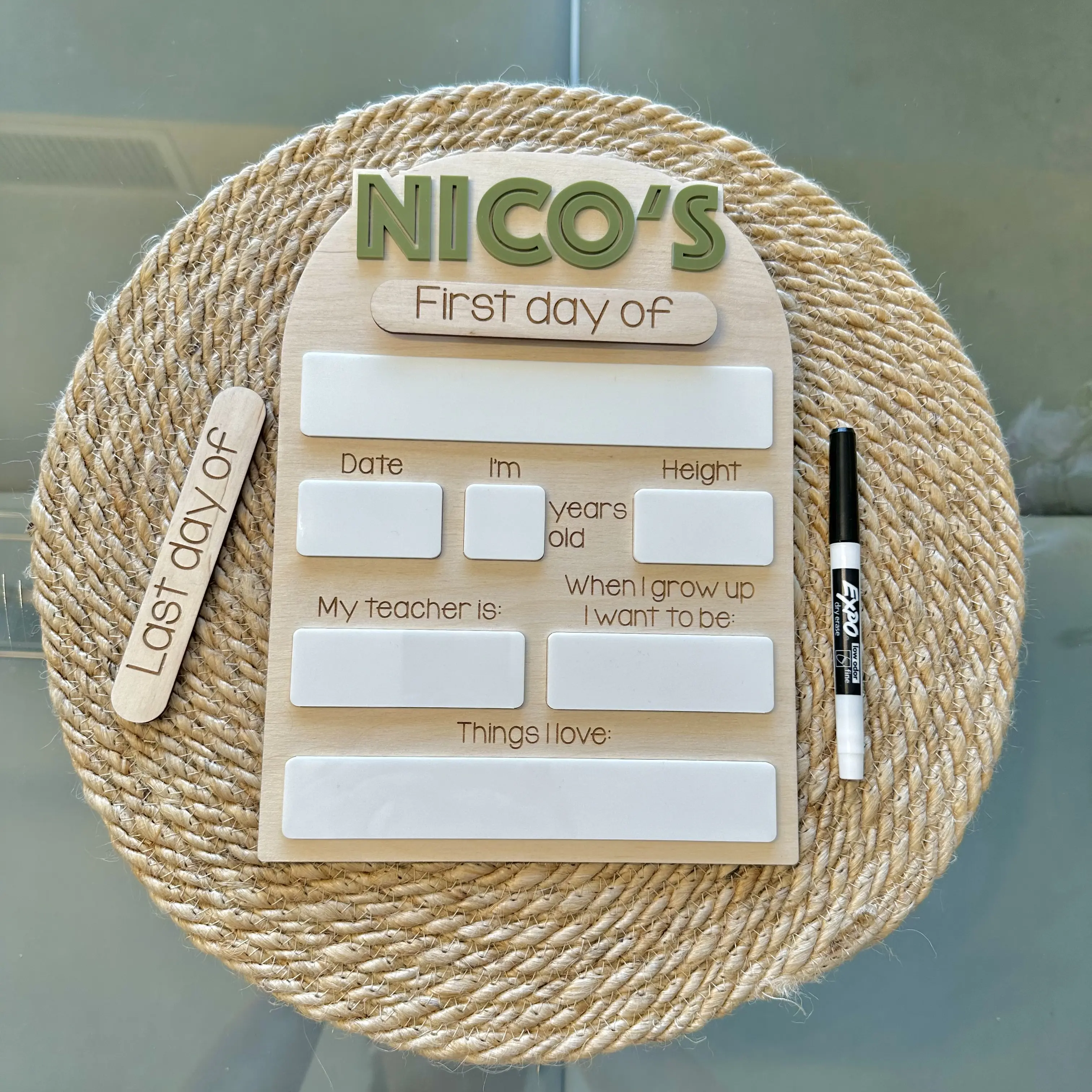 Personalized First Day of School Dry Erase Sign | Reusable Back to School Photo Prop | Custom Name Milestone Board