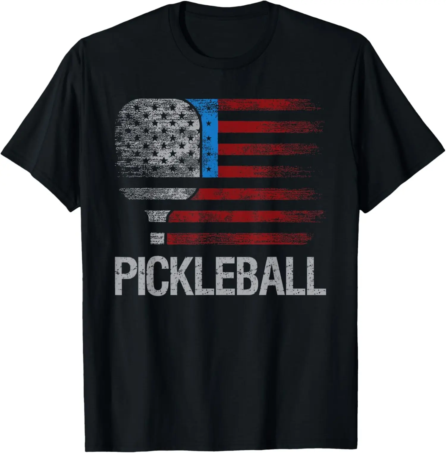 Unisex US Flag Graphic Short-Sleeve T-Shirt for Pickleball Lovers, Sporting Top for Outdoor Play, Line Dry Wash, Comfortable, Flag Print, Outdoor Wear, Clothes, Crew Neck, Paddleball, Pickleball Text, Active Sports T-Shirt, Everyday Active