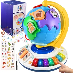 Interactive Glowing Globe Toy for Kids, Sound Effects, Puzzle Game, Bead Maze, World Map Display, Educational Gift, Requires Aa Batteries