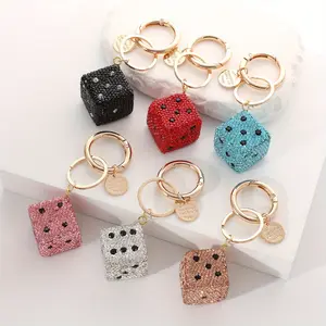 1pc Korean Style Shiny Sequin Dice Keychain for Women - Shiny Bag and Car Keychain Pendant, Cute Keychain for Girls