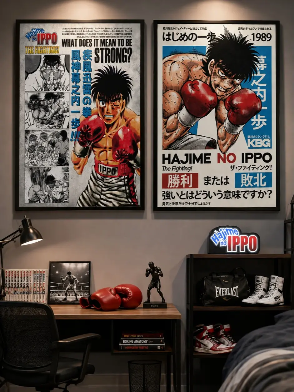 Hajime no Ippo Retro Boxing Manga Canvas Poster, Vintage Japanese Anime Wall Art, Motivational Fight Poster for Gym, Game Room & Bedroom Decor, Collectible Gift For Boxing & Manga Fans
