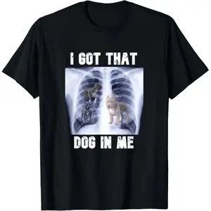100% pure cotton "I have that dog inside me" X-ray expression T-shirt fabric Men's casual cotton streetwear