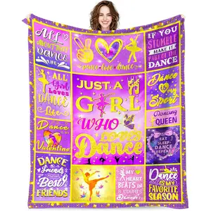 1pc Dance mat, a perfect gift for girls, featuring a soft and adorable purple ballerina pattern. A warm, comfortable, and fun flannel blanket suitable for sofas and bedding, perfect for dance enthusiasts, women, and teachers.