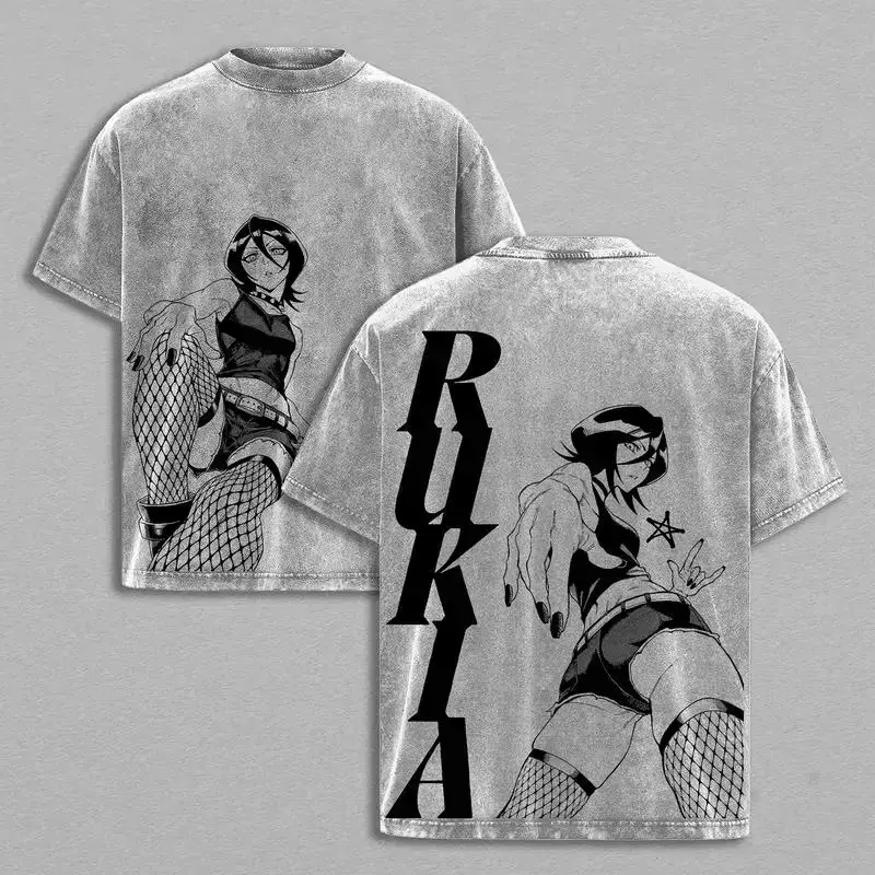 Men's Oversized Heavyweight T-Shirt in Vintage Washed 230GSM Cotton, Round Neck Soul Reaper Graphic Streetwear (Up to 5XL)