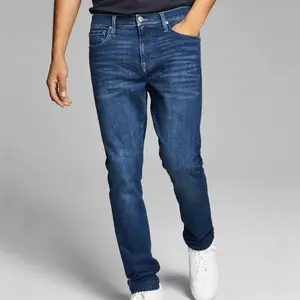 Denim Studio Menswear Slim-Fit Flexible Casual Men's Jeans - Middle-Weight Plain Straight Ankle-Length Trousers, Stylish Streetwear Bottoms
