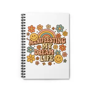 Dream Life Spiral Notebook, Manifestation Journal, Flower Notebook, Positive Vibes Stationery, Cute Gift Idea