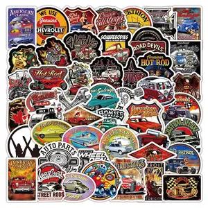52 Pcs American Retro Car & Hot Rod Stickers - Waterproof Die-Cut Decor for Phone Cases, Notebooks & DIY Crafts Papery Pop Store