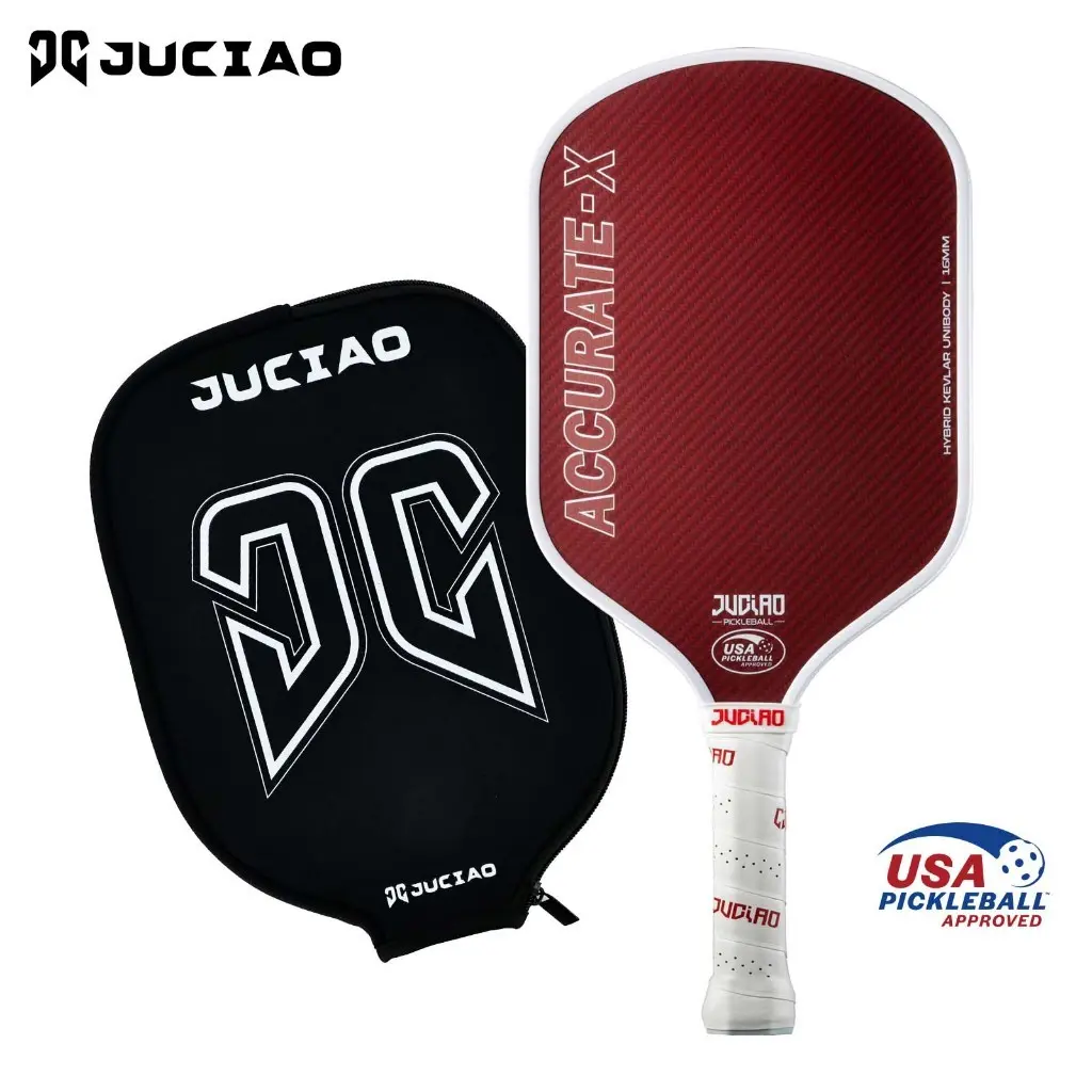 JUCiAO  ACCURATE-X Kevlar Hybrid Shape Thermoformed Foam Injected Pickleball Paddle (16mm) edge strip raw  carbon  paddle pickle  ball  rocks t700 carbon fiber surface pickleball ball