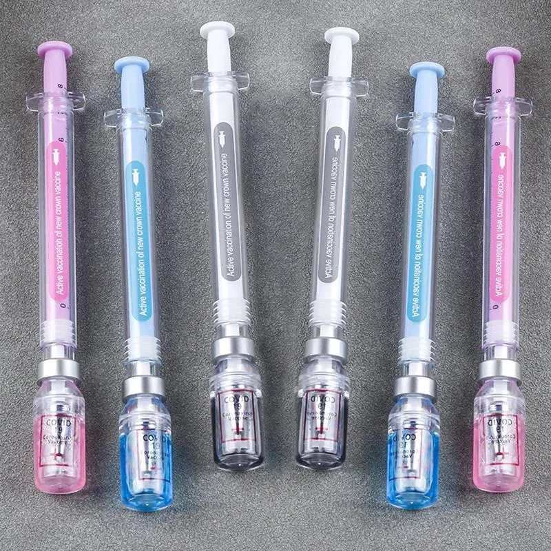 Syringe Shape Gel Pen, 6 Counts Portable 0.5mm Multi-purpose Writing Pen, Fun Modern Design for Students and Office Workers, Gel Ink Pens, Retractable Gel Pens, Extendable Gel Pen