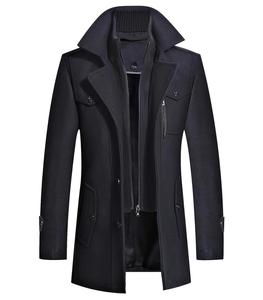 INVACHI Men's Wool Blend Coat with Detachable Inner Collar Single Breasted Pea Coat Trench Overcoat…