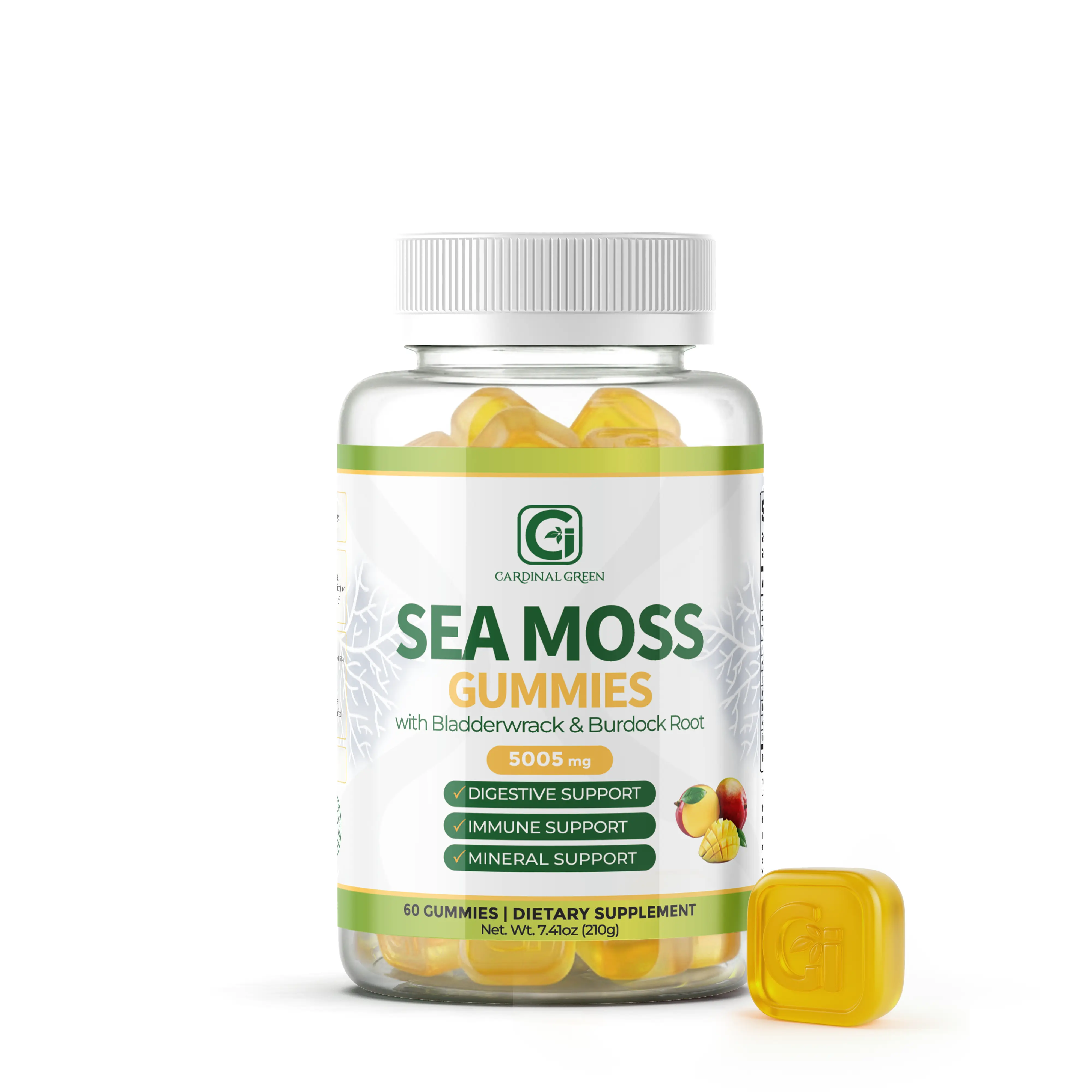 CGI-Green Mango Sea Moss Gummies | Wildcrafted Sea Moss Bladderwrack & Burdock Root