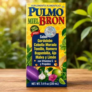 Pulmobron Honey Herbal Syrup with Vitamin C & Propolis – 7.4 fl oz (220 mL) Natural Supplement Blend