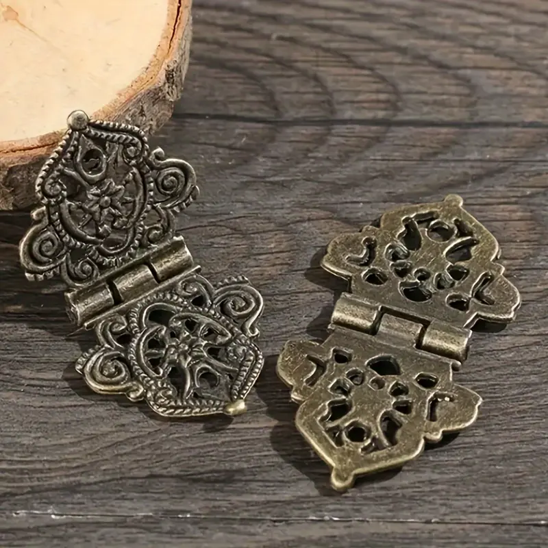 4pcs Vintage Bronze Hinges - Decorative Miniature Hardware for Jewelry Boxes, Wooden Cabinets & Gift Boxes