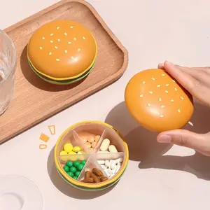 Burger Shaped Pill Box, 1 Count Portable Pill Storage Box, Cute Pill Organizer, Medicine Organizer, Pill Storage Container for Home & Travel